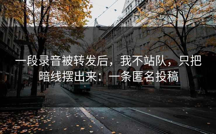 一段录音被转发后，我不站队，只把暗线摆出来：一条匿名投稿