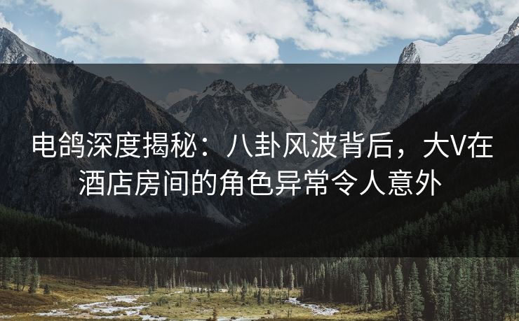 电鸽深度揭秘：八卦风波背后，大V在酒店房间的角色异常令人意外