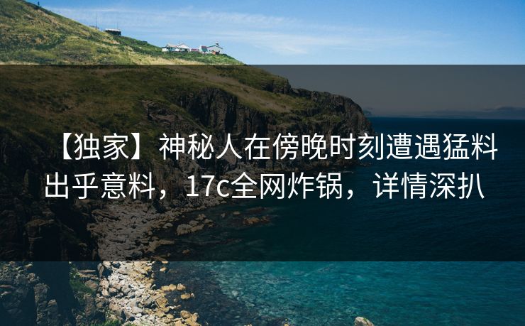 【独家】神秘人在傍晚时刻遭遇猛料出乎意料，17c全网炸锅，详情深扒